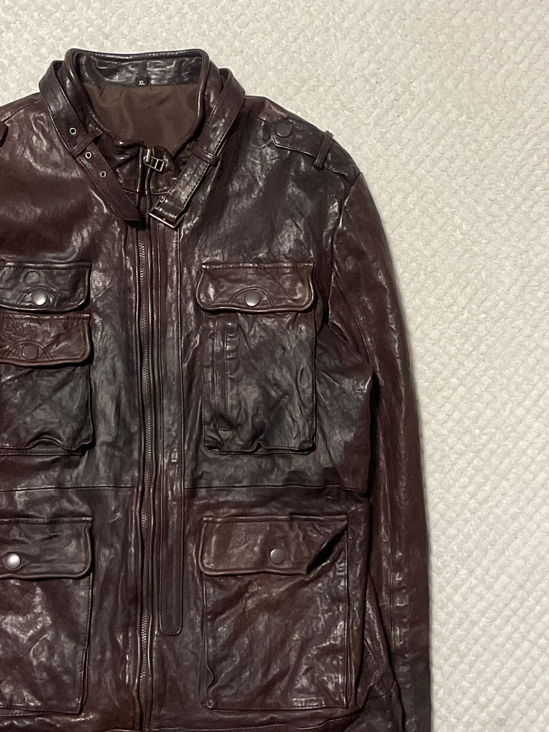 웨스턴 무드 이테리 램스킨 양가죽 포켓 레더 자켓 상품이미지3