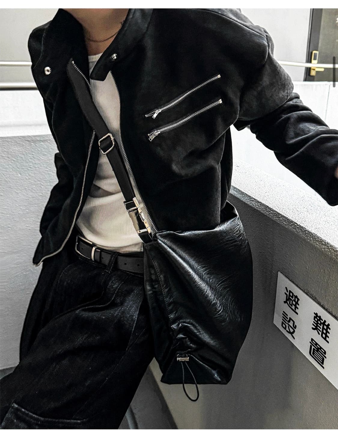 블랙 레더 자켓 상품이미지1