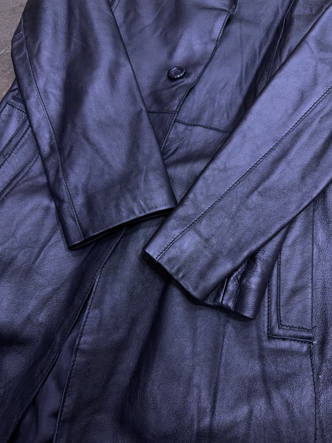 로렌마일스 양가죽 레더 롱코트 자켓 블랙 88 상품이미지7