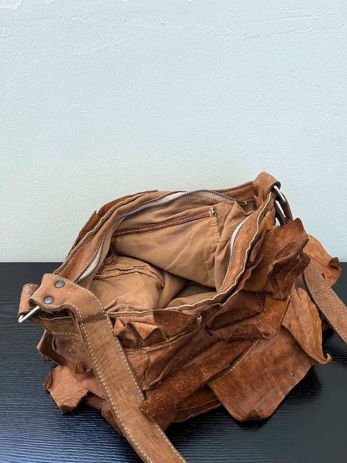 90’s Japan vtg 레이어드 리얼 레더 백 상품이미지4