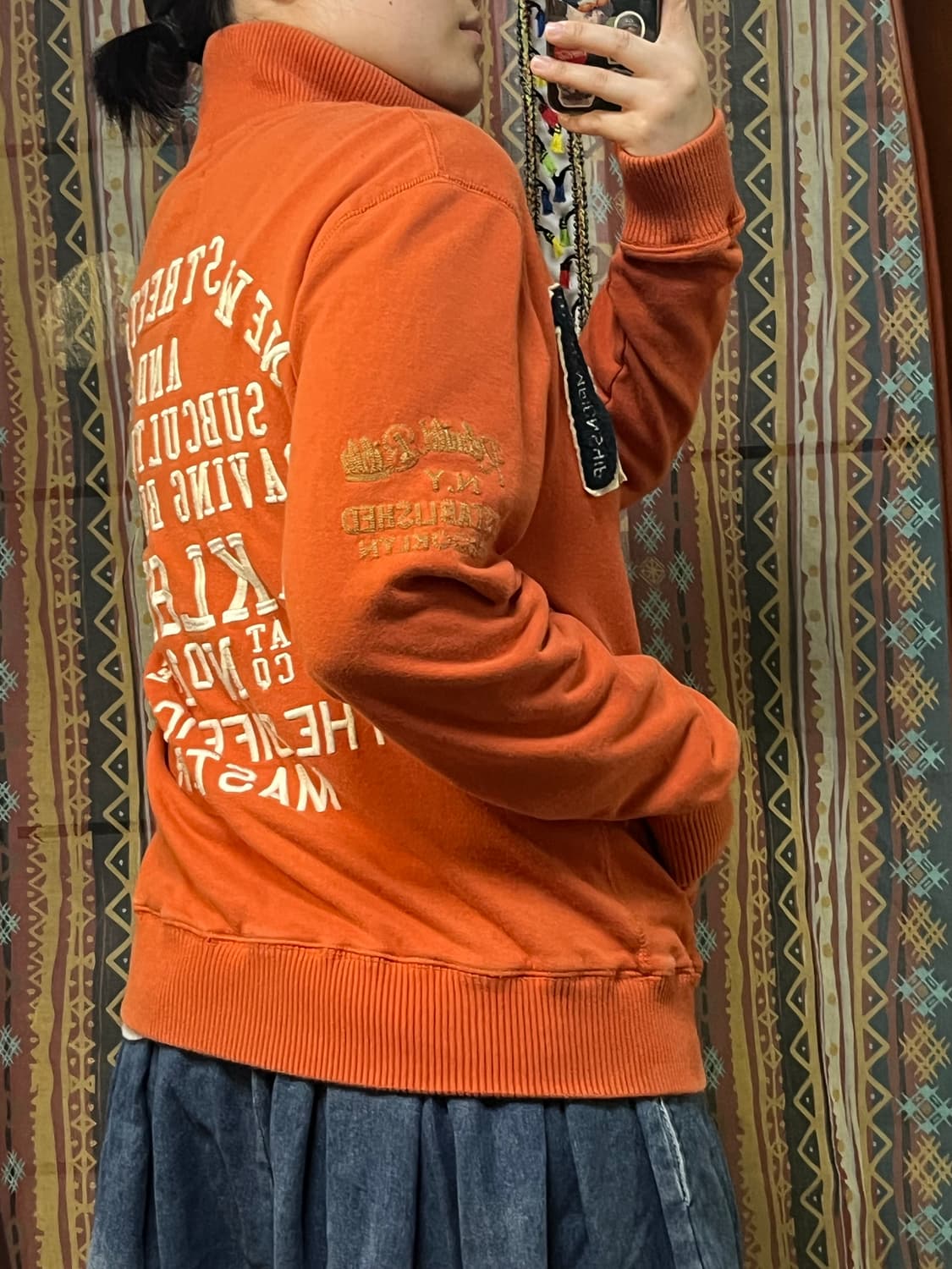 오렌지 스웨트 바시티 집업 상품이미지5