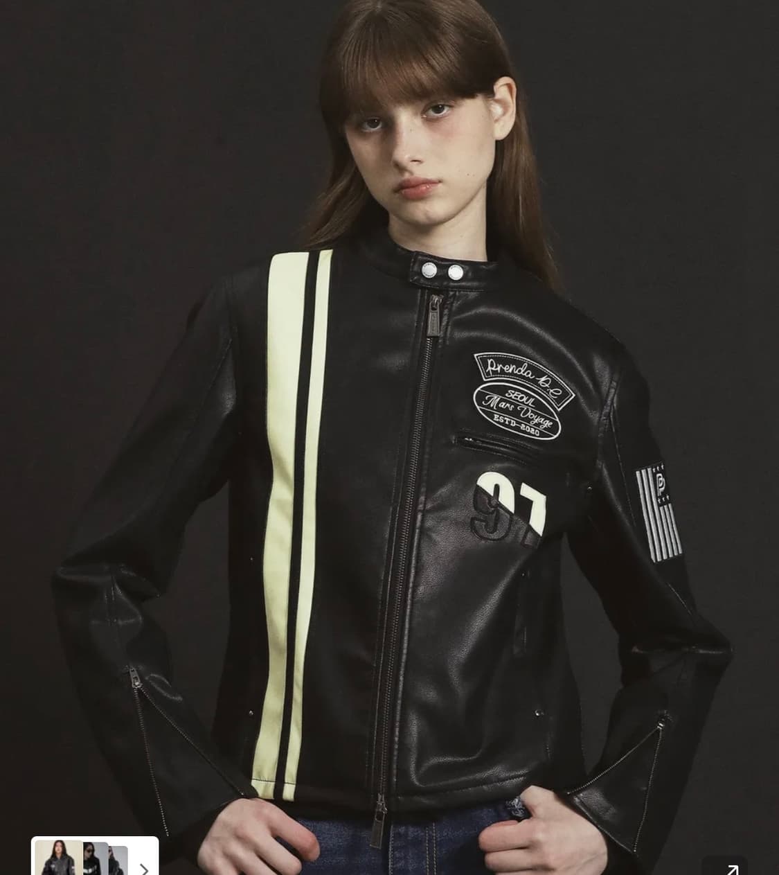 프렌다 VOYAGE FUAX LEATHER JACKET BLACK 상품이미지1