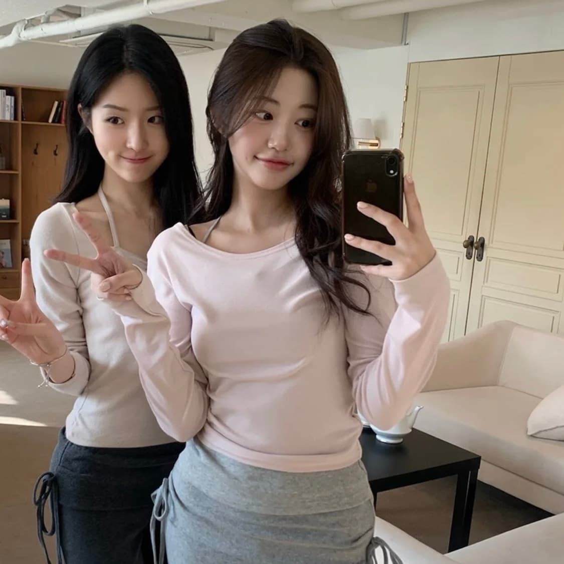 제니오 언발란스 긴팔+나시 세트 (슬리브리스 긴팔티셔츠 긴팔티) 상품이미지1