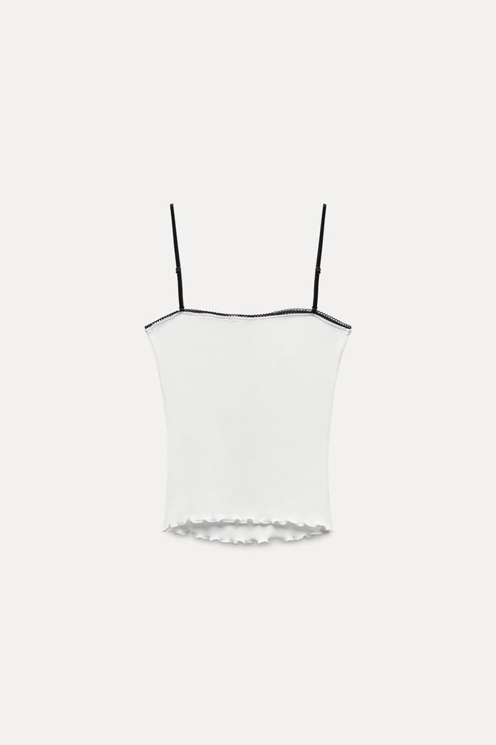 ZARA 자라 플라워 리브드 탱크 탑, 자라 레이스 나시 상품이미지9