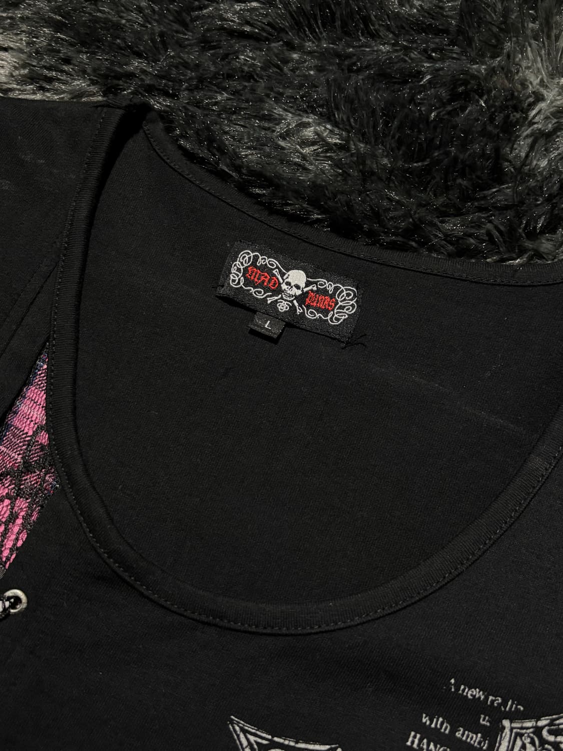 Mad Punks 스컬 그래픽 레이스업 체크 레이어드 탑 상품이미지7