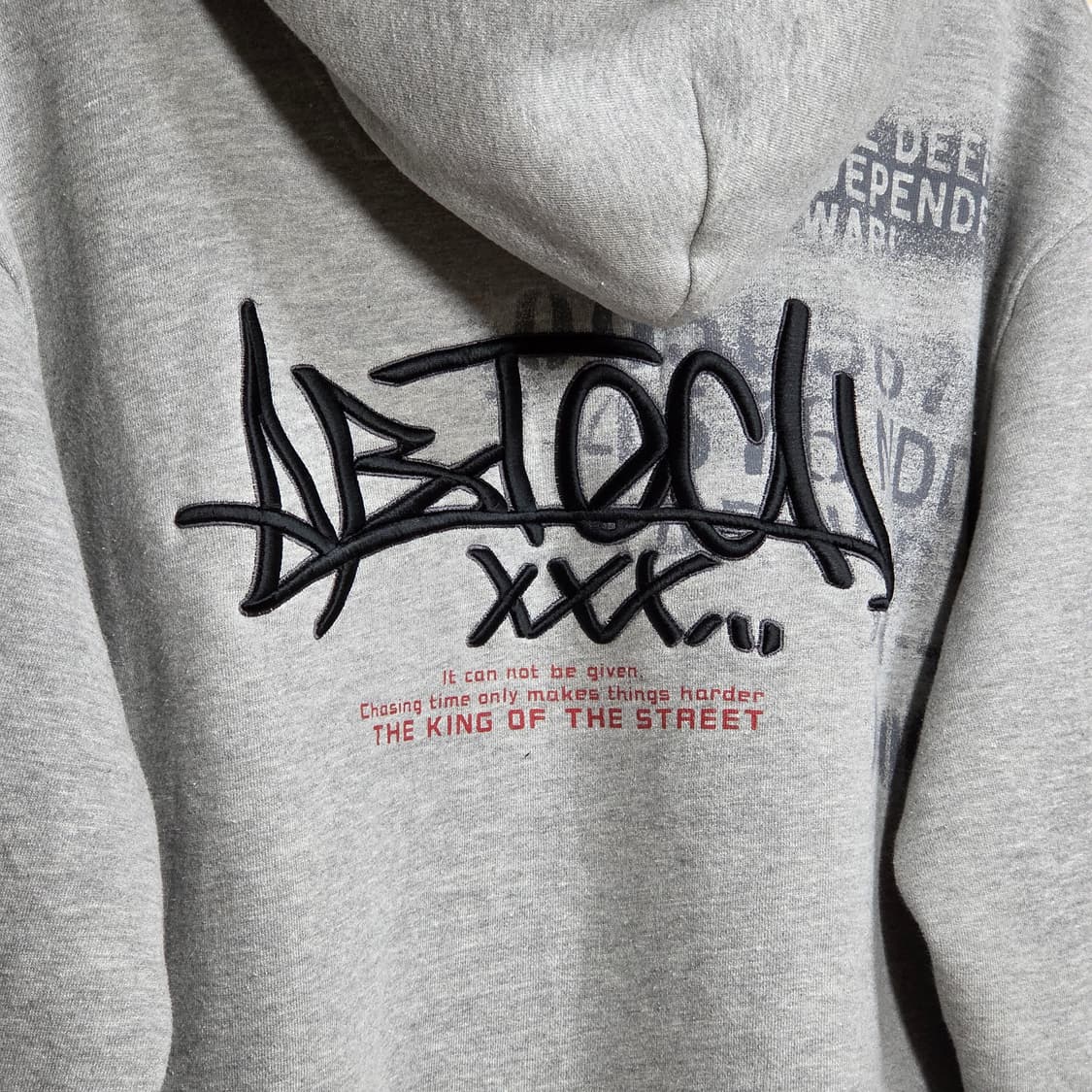 JPN 빈티지 자수 오버핏 그레이 기모 후드집업 상품이미지7