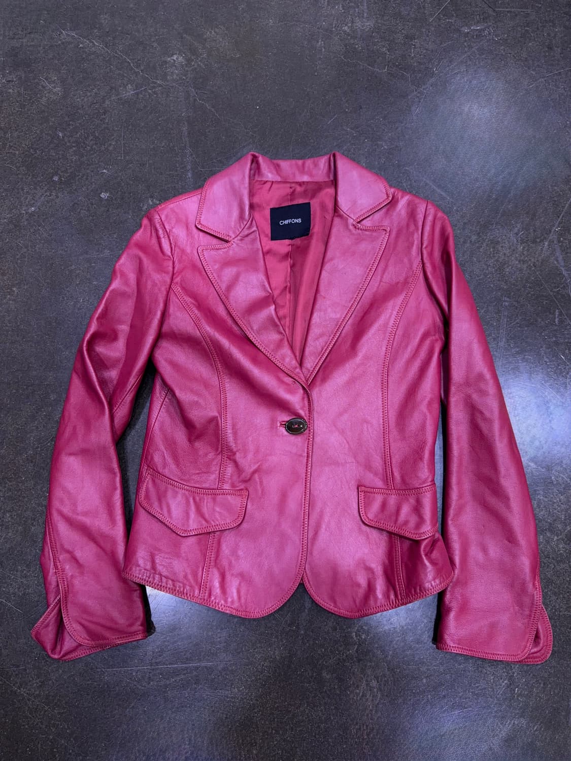 CHIFFONS 인디언 핑크 양가죽 싱글 원버튼 레더자켓 55 상품이미지1