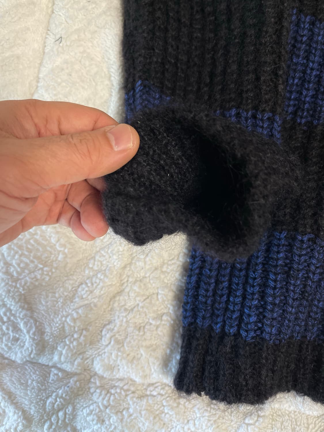 클로즈드(Closed) 다크 블루 블랙 스트라이프 모헤어 앙고라 니트 L 상품이미지2