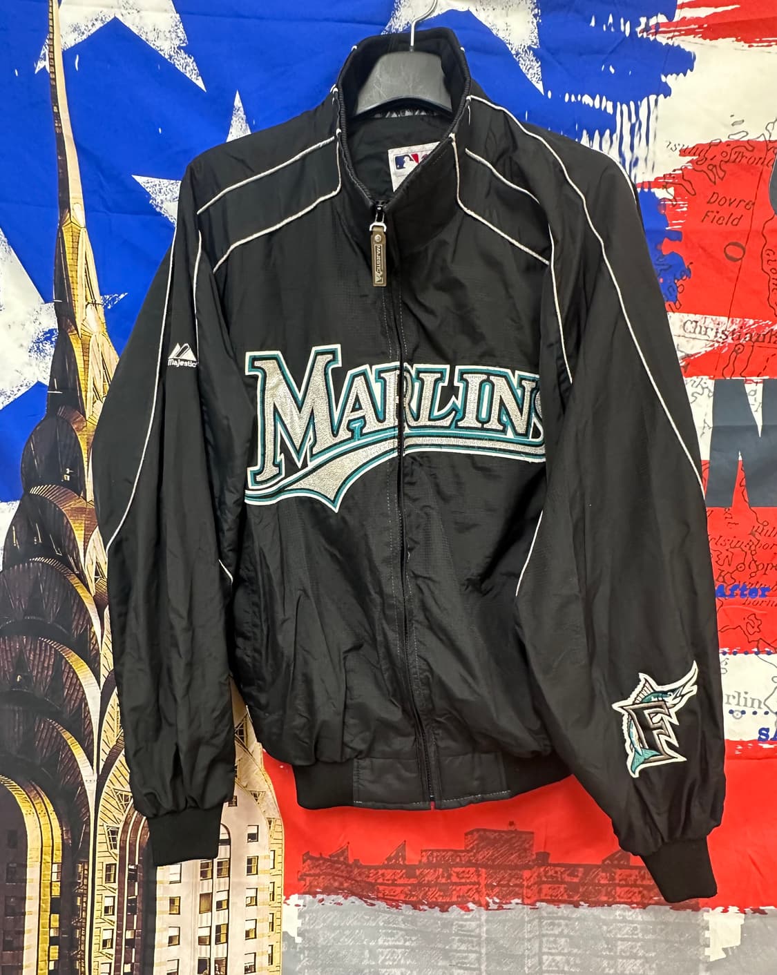 s급 마제스틱 레어템 마린스 오버핏바람막이L100 상품이미지1