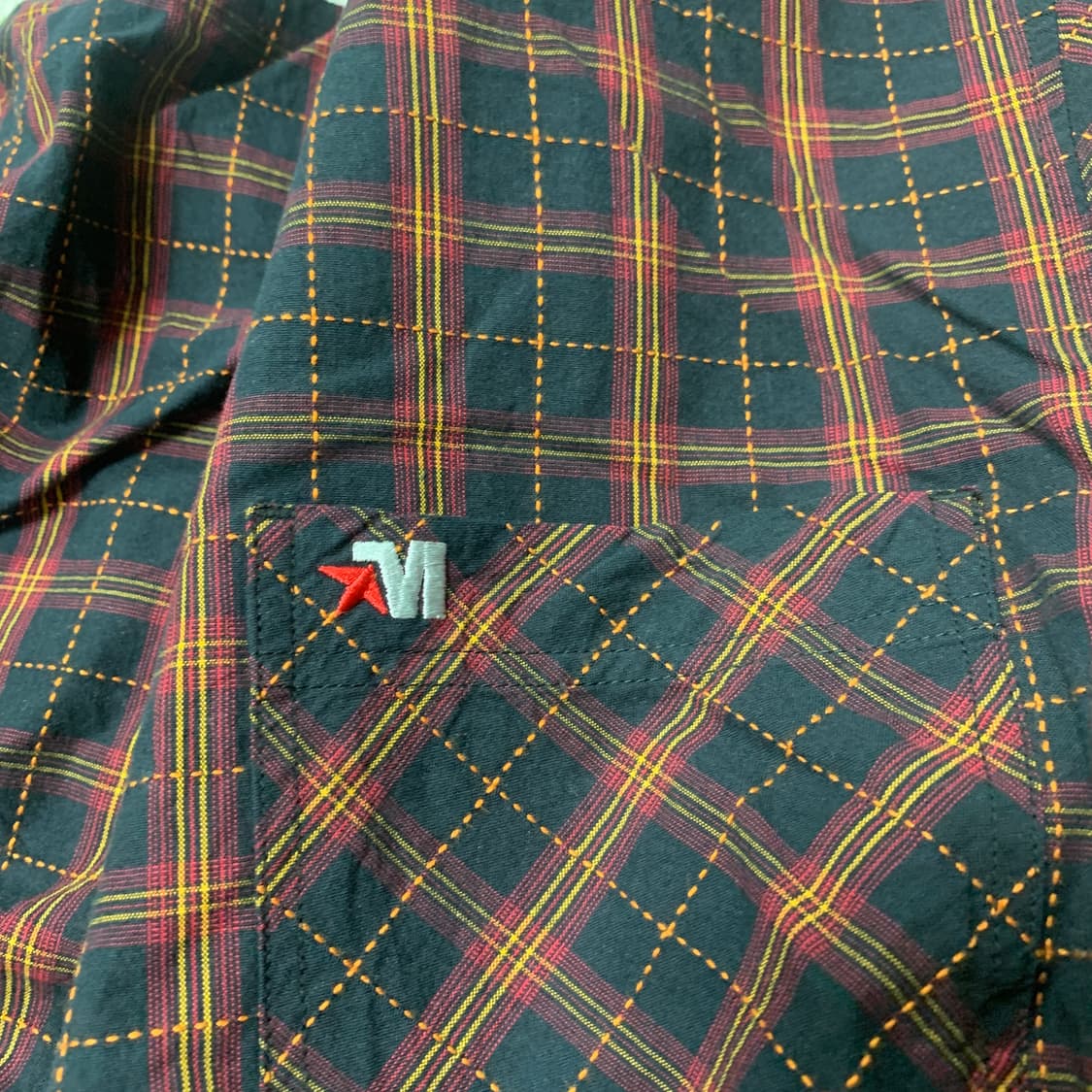 XL] MECCA 메카 90s 올드스쿨 자수 로고 체크 반팔셔츠 상품이미지5