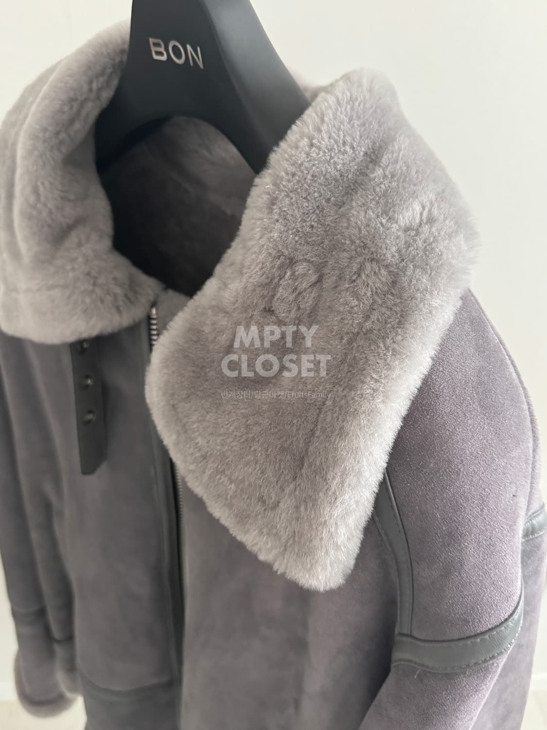 itleather 맞춤주문 에비에이터 무스탕 시어링 자켓 그레이 상품이미지8