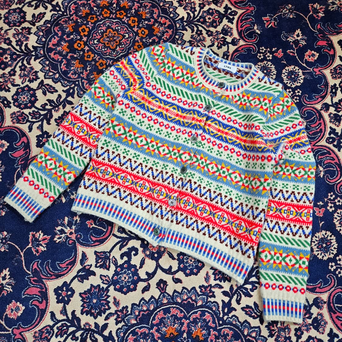 LTMS 레인보우 에스닉 라운드넥 버튼 가디건 Free 상품이미지1