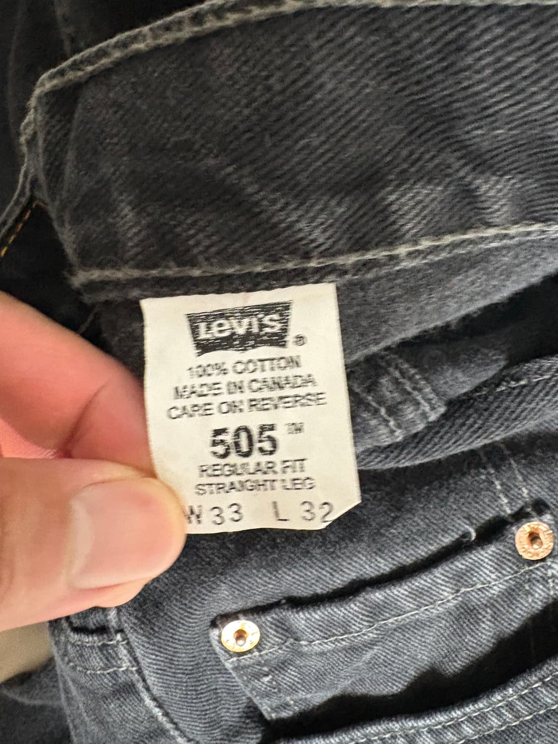Levis 리바이스 블랙 데님 팬츠 505 W33 L32 상품이미지5