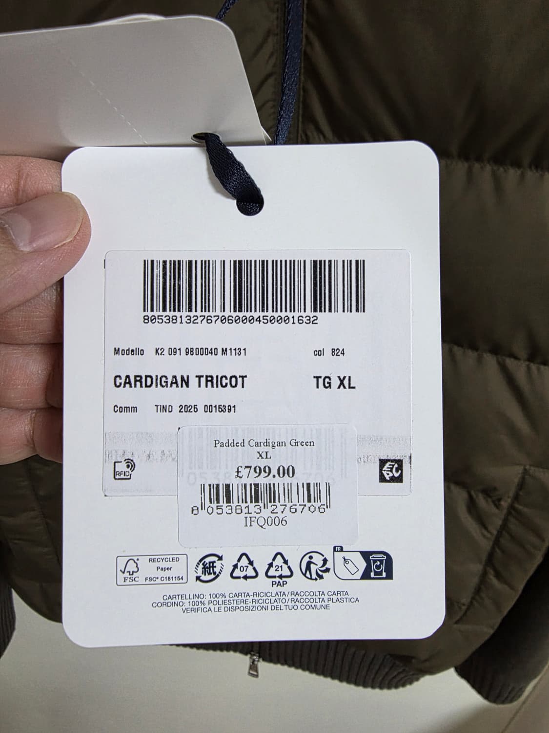 몽클레어 남성 패딩 니트 카디건, Tricot / XL 상품이미지8