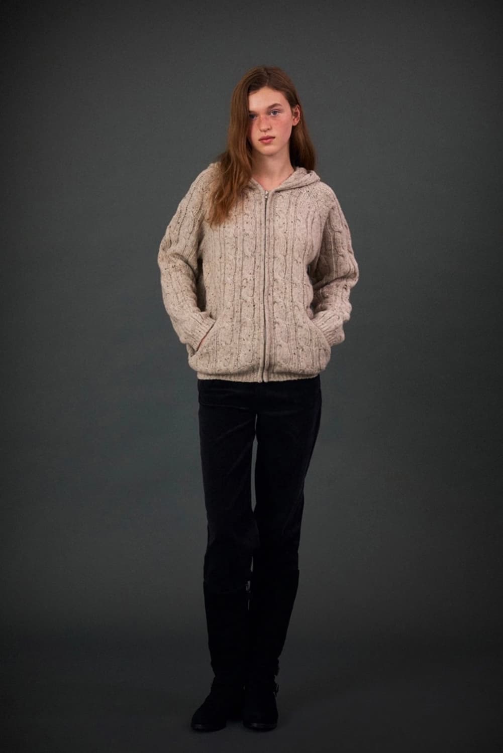 게드 Ged Cable hooded zip-up knit 후드 집업 니트 상품이미지2