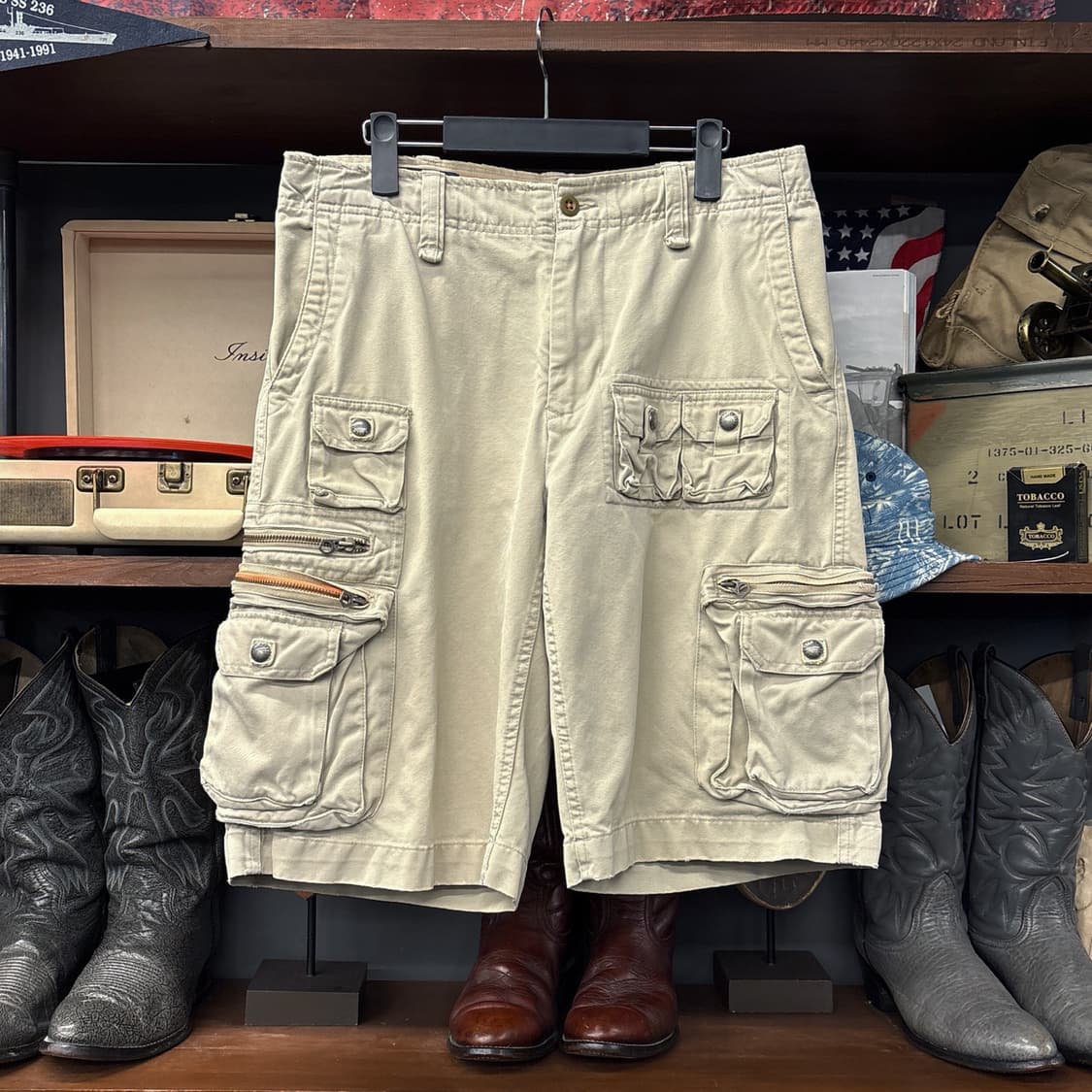 90s 폴로 랄프로렌 밀리터리 베이스 유틸카고 하프팬츠 N1111   상품이미지1