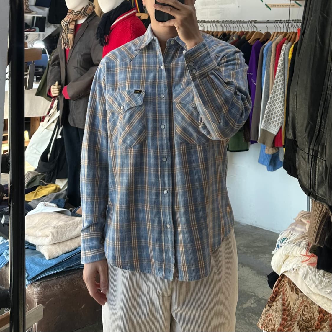 (착용컷) Lee x EDWIN 웨스턴 체크 셔츠 (남성용 100) 상품이미지4