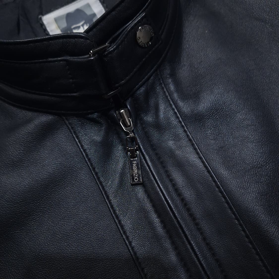 파브리지오 00s 블랙 네크비조 모크넥 램스킨 양가죽 레더자켓 가죽자켓 상품이미지6
