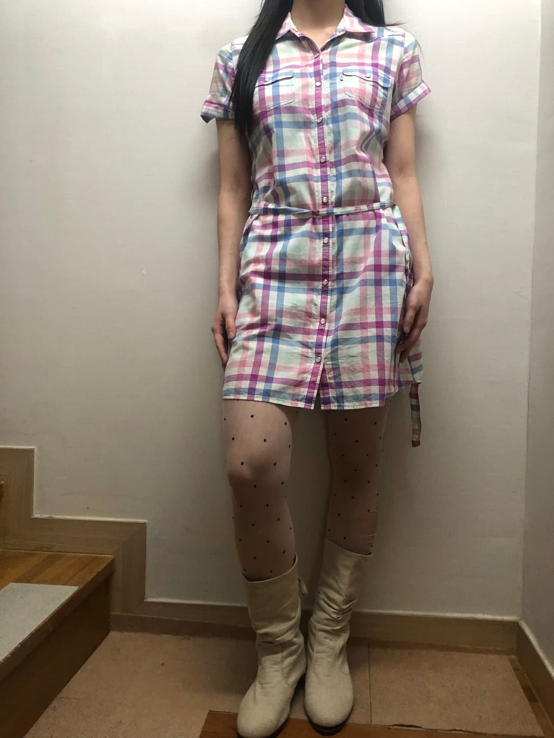 빈티지 리바이스 핑크 체크 원피스 상품이미지5