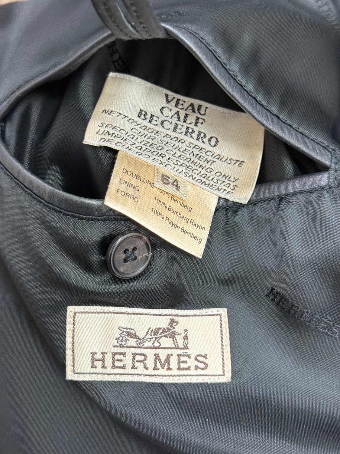 Hermes Black Calf Leather Coat 상품이미지4