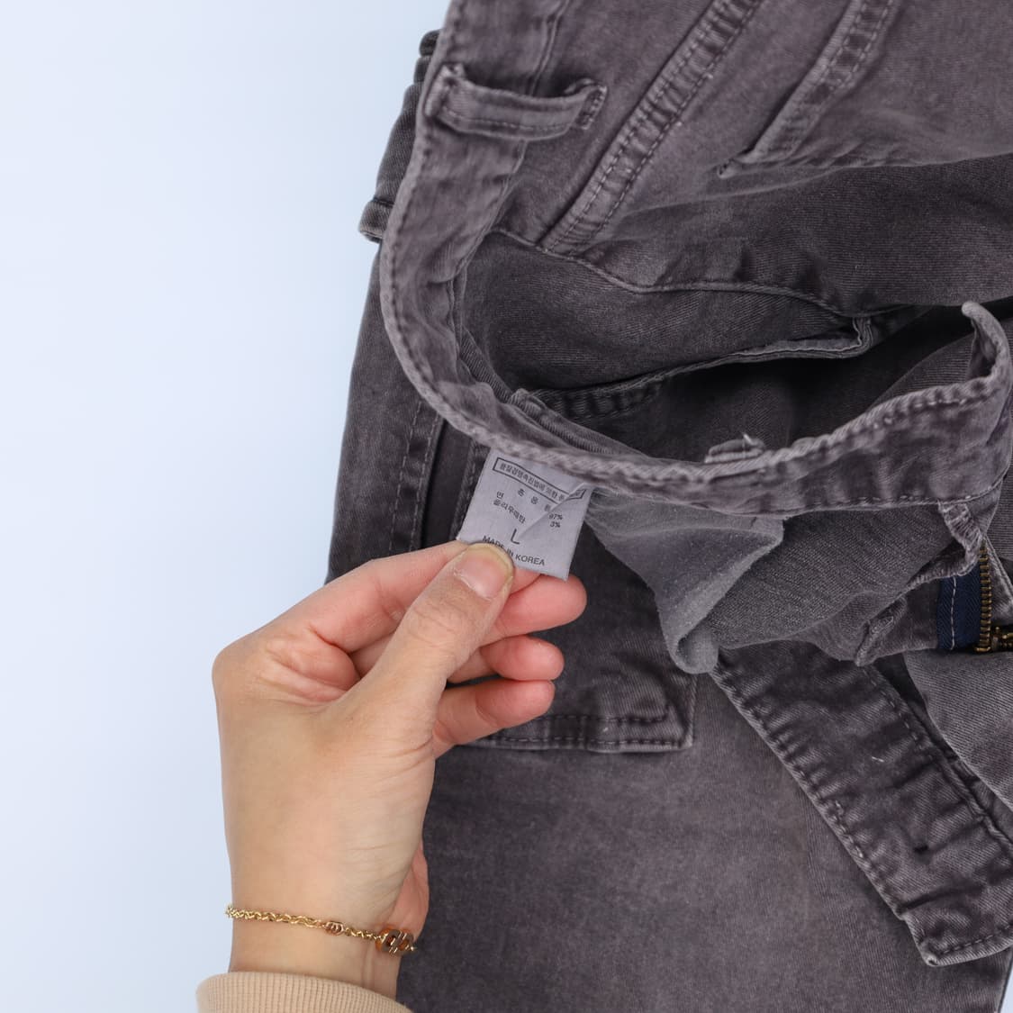 [L] 빈티지 포켓 카고 흑청 데님팬츠 1204HR2 상품이미지4