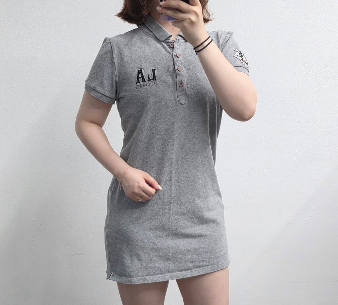 [프립]M/MLB 반팔카라 원피스 그레이 상품이미지1