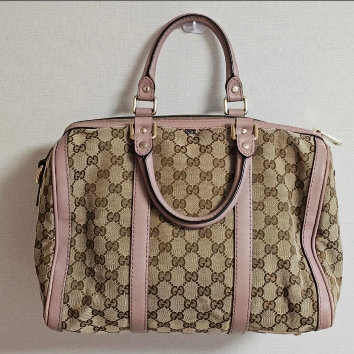 구찌 정품 핑크 쟈가드 캔버스 보스턴백 상품이미지4