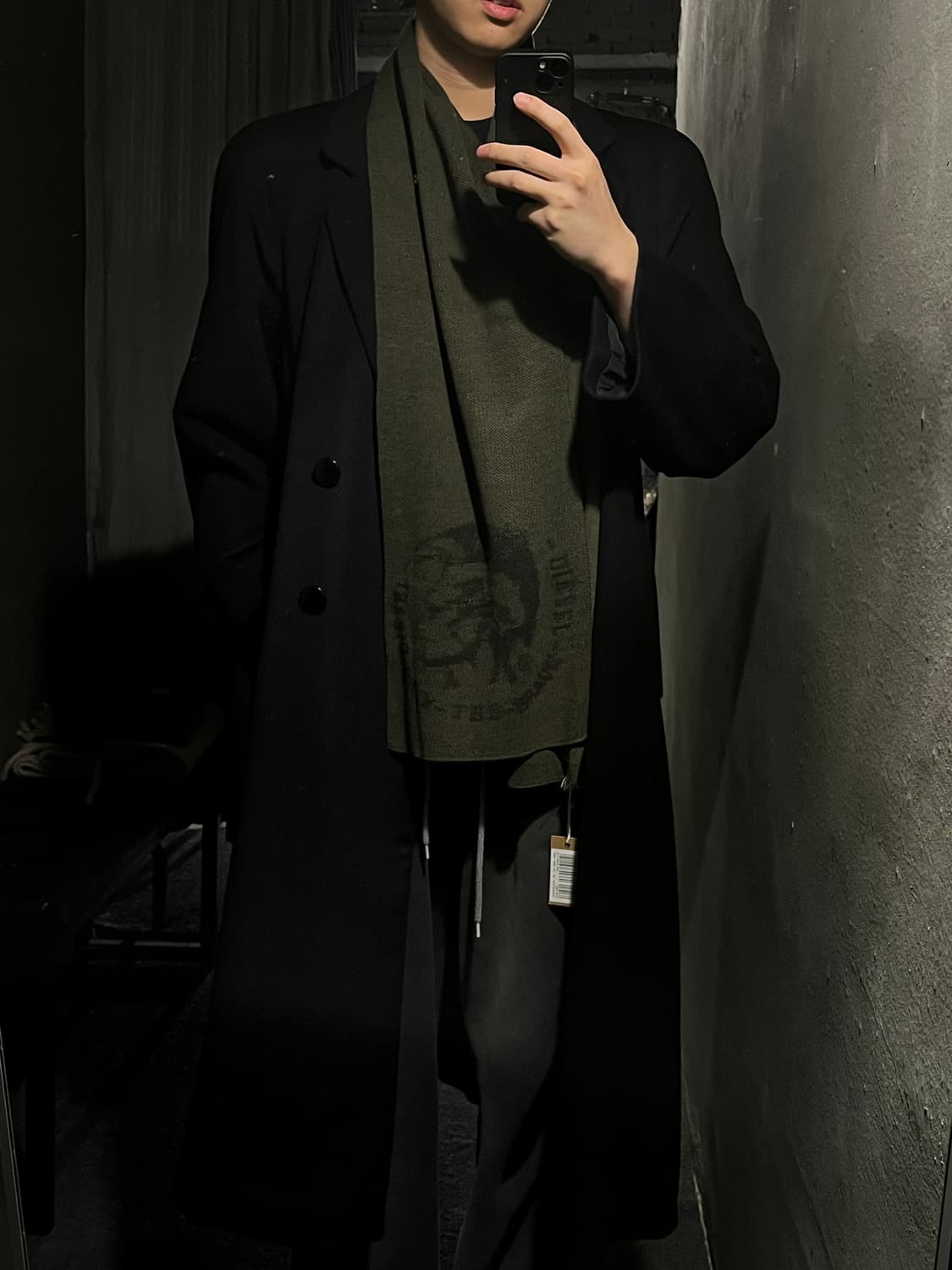 DIESEL 디젤 카키 브레이브맨 스펠아웃 로고 머플러 목도리 새상품 상품이미지10