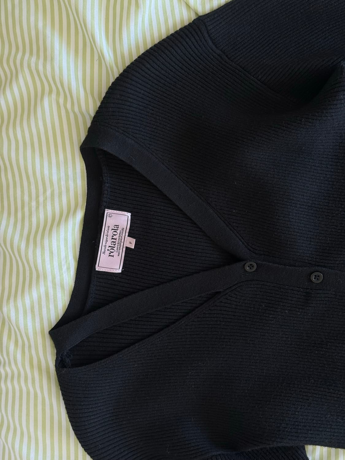 로라로라 블랙 골지 니트 가디건 F 상품이미지1