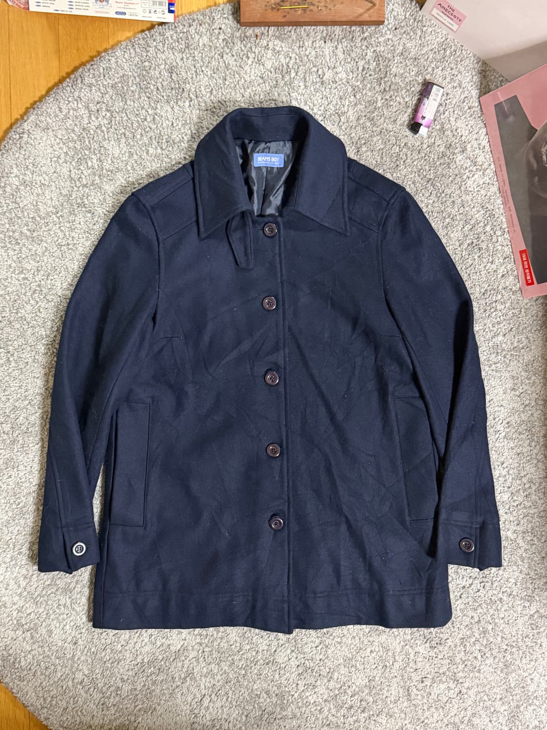 BEAMS BOY 빔즈보이 네이비 하프코트 상품이미지2