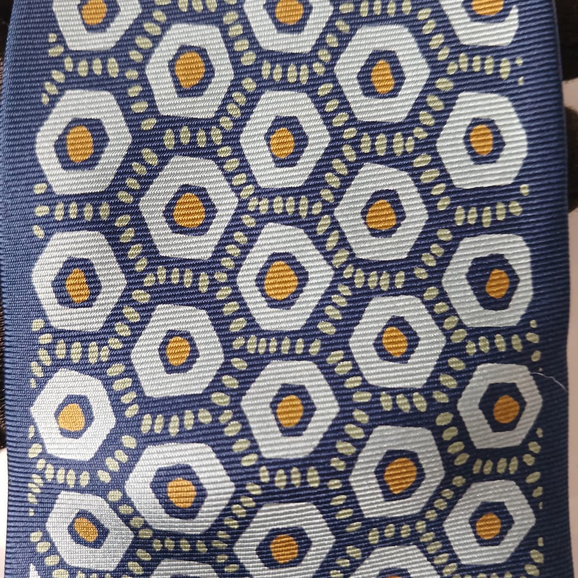 밀라숀 실크 네이비 기하 패턴 넥타이 8.9cm A+등급 A19753 상품이미지7