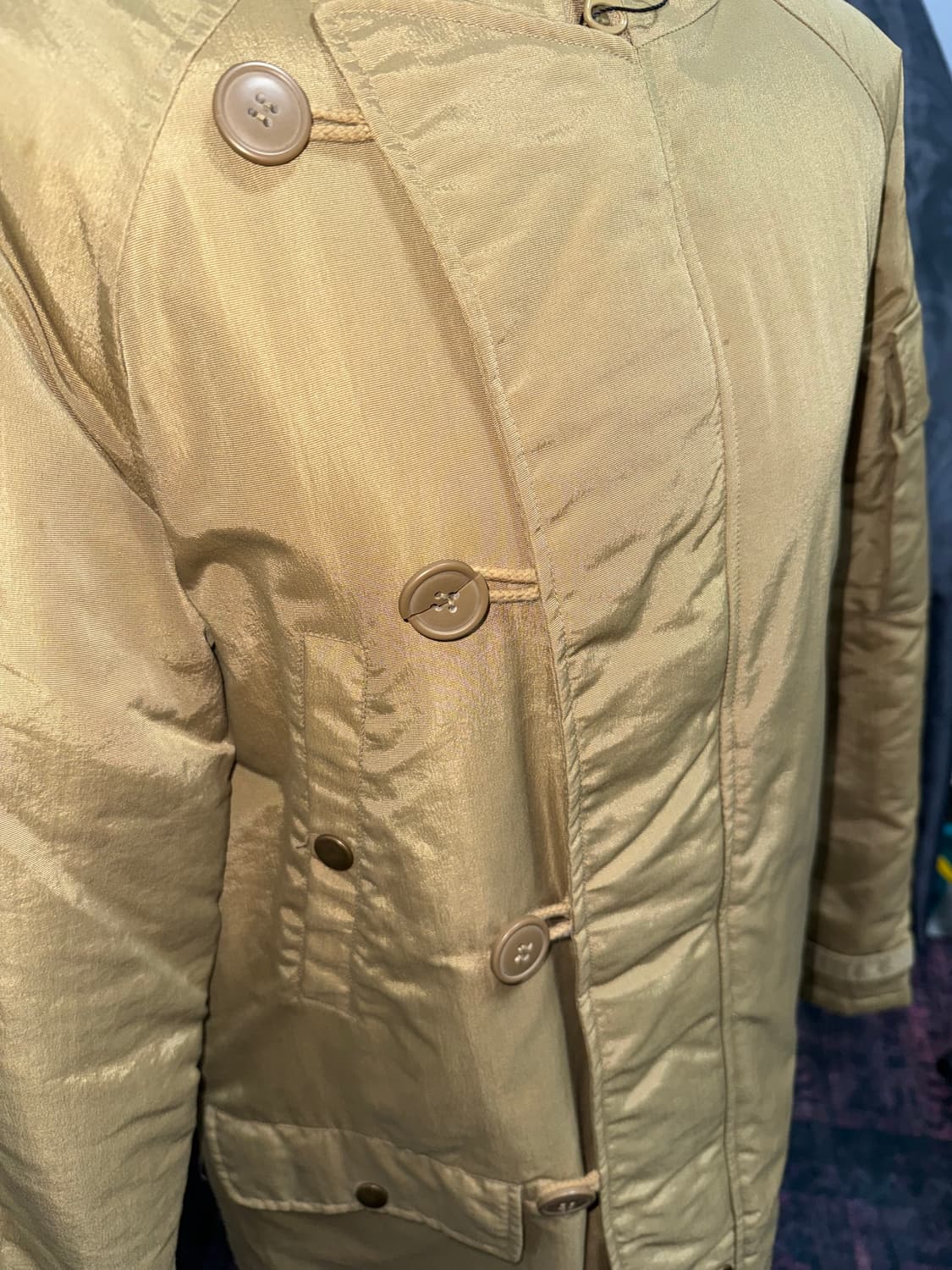 미니멀 더블버튼 베이지 후드파카 상품이미지4