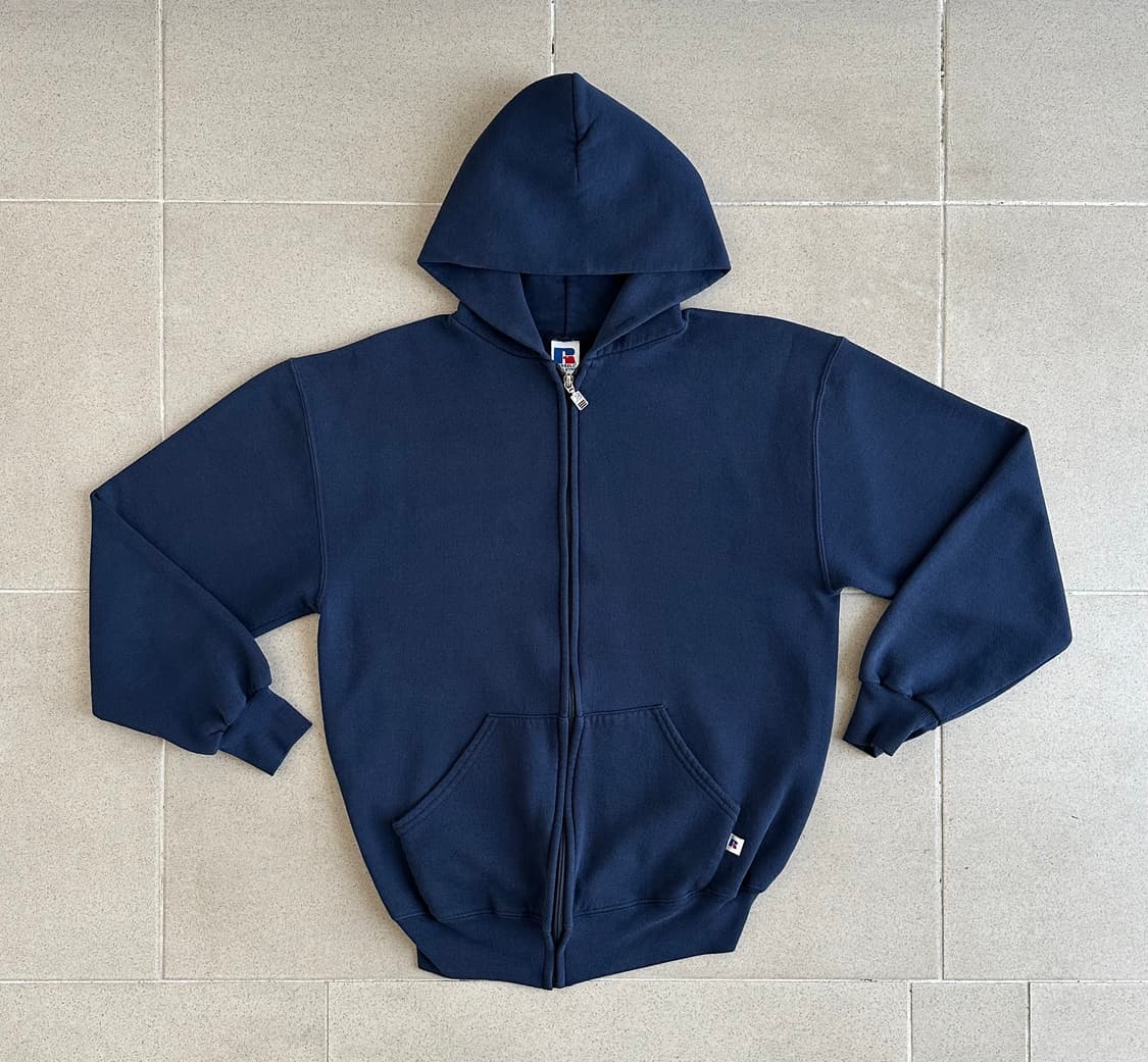 90s 빈티지 러셀 후드집업 네이비 M 상품이미지1