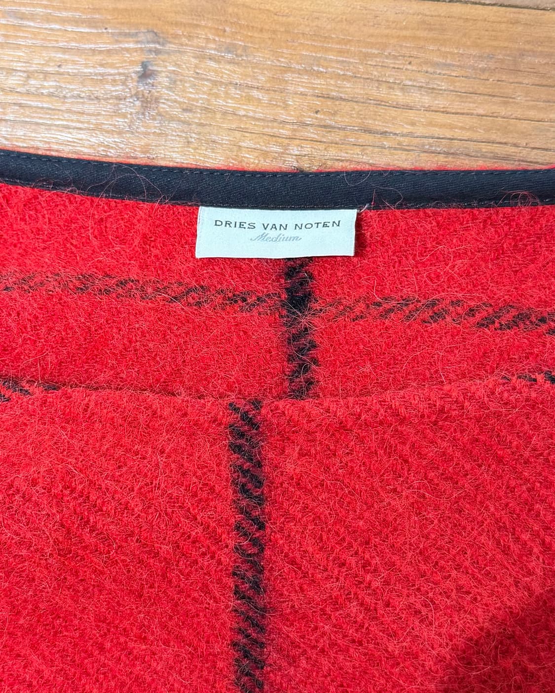 드리스 반 노튼 레드 울 체크 풀오버 니트 상품이미지8