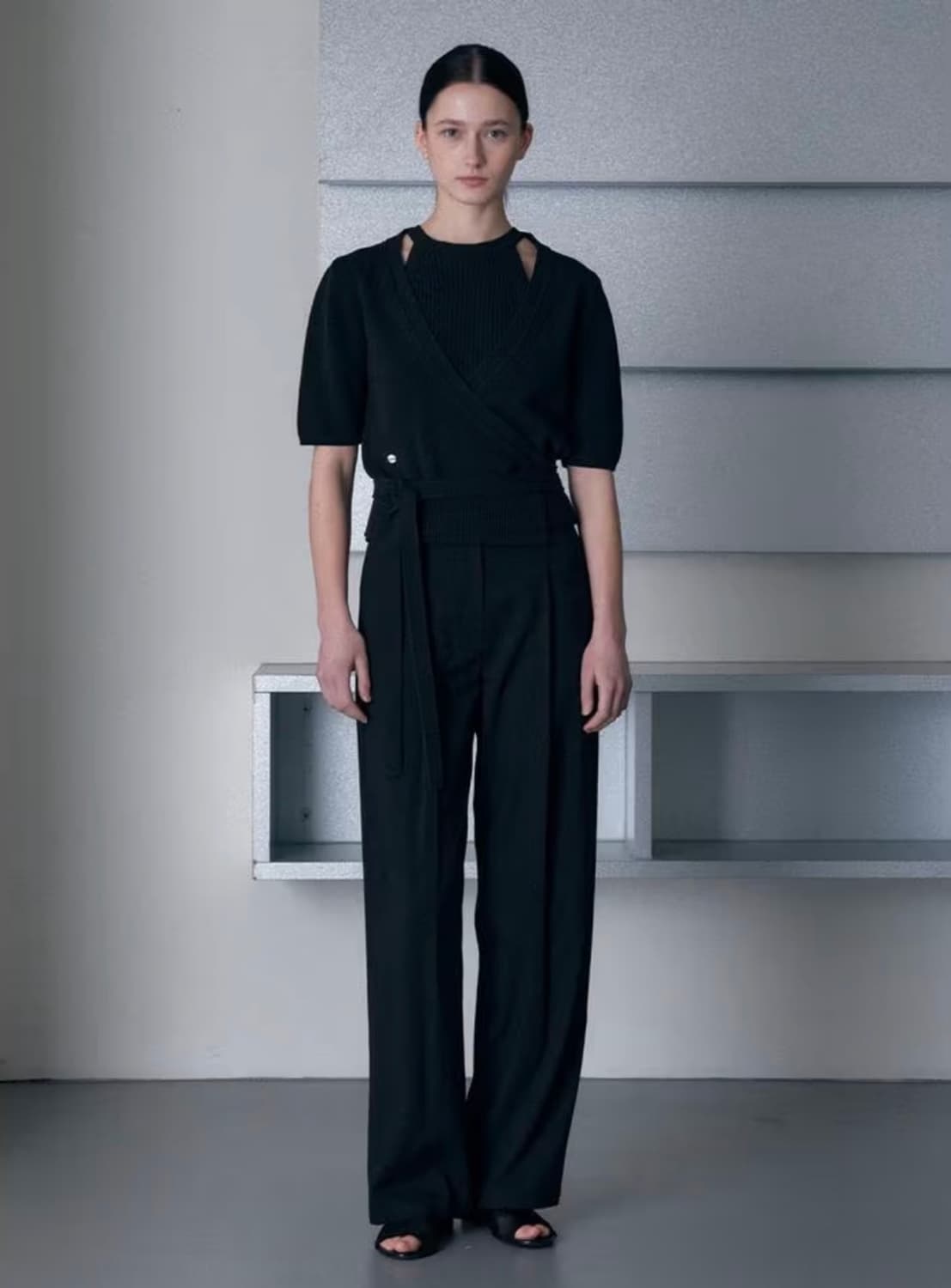 보카바카 반팔 니트 랩 가디건+홀터 슬리브리스 SET 상품이미지4