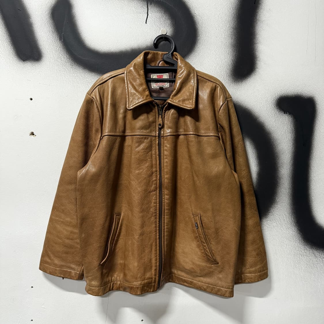 90s 리바이스 코리아 카우하이드 100% 소가죽 싱글 자켓 상품이미지1