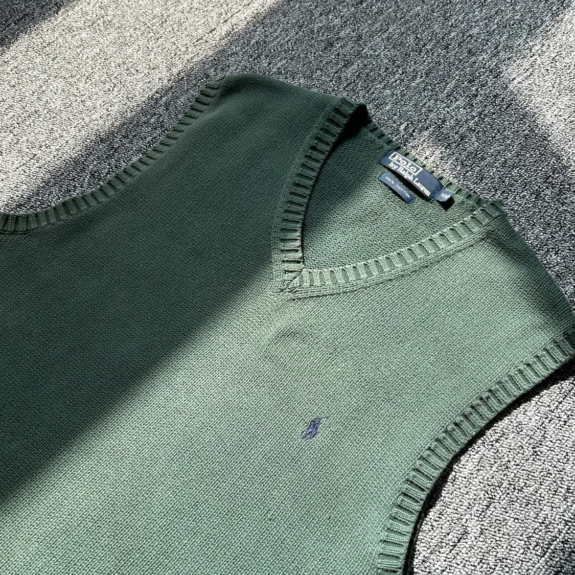 폴로 랄프로렌 올리브 코튼 브이넥 니트 베스트 상품이미지3