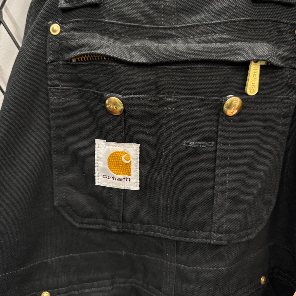 칼하트 오리지널 워크웨어 오버롤 멜빵 더블니 포인트 블랙 상품이미지6