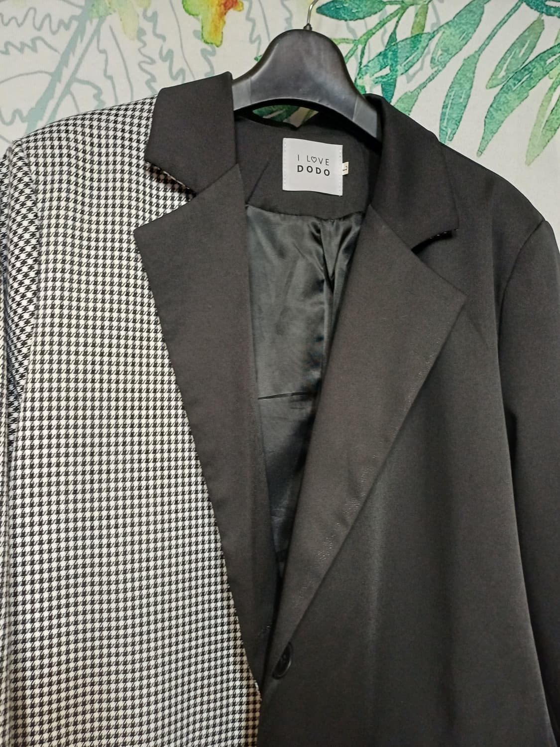 새상품급/유니크 체크 반반 자켓 블레이저 상품이미지4