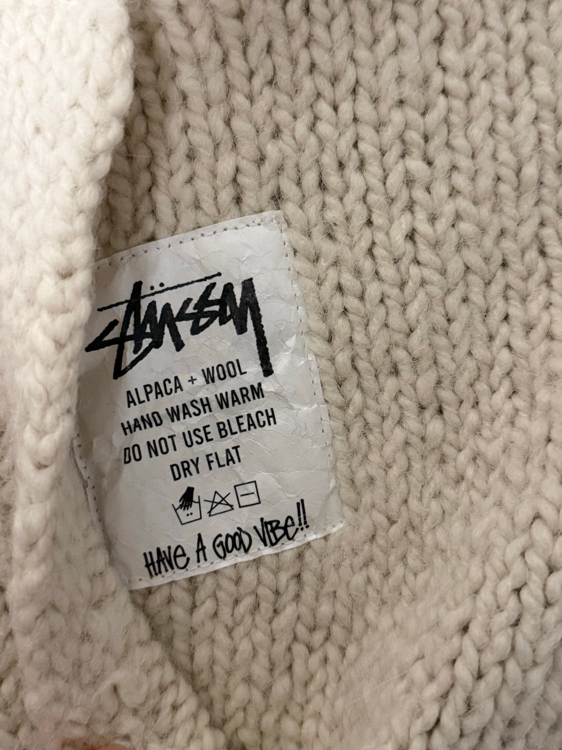 [XL] 스투시 청키 니트 후드 집업 아이보리 상품이미지3