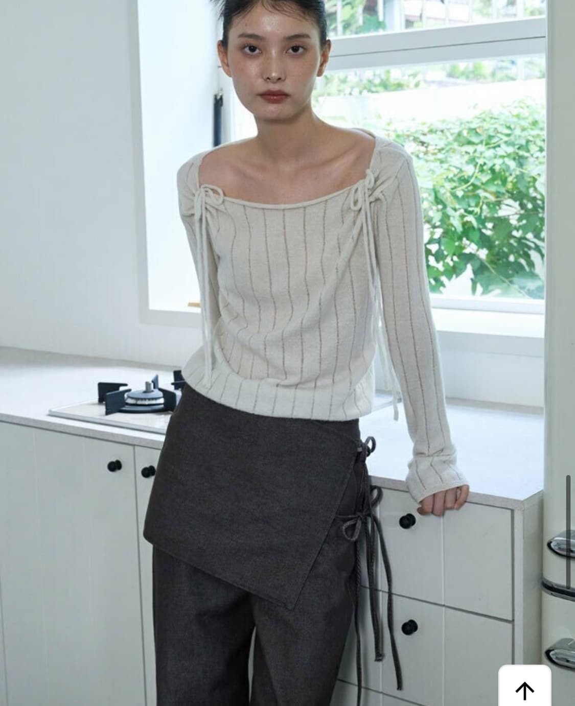 어윗 LAYERED WRAP COTTON PANTS-브라운 상품이미지2