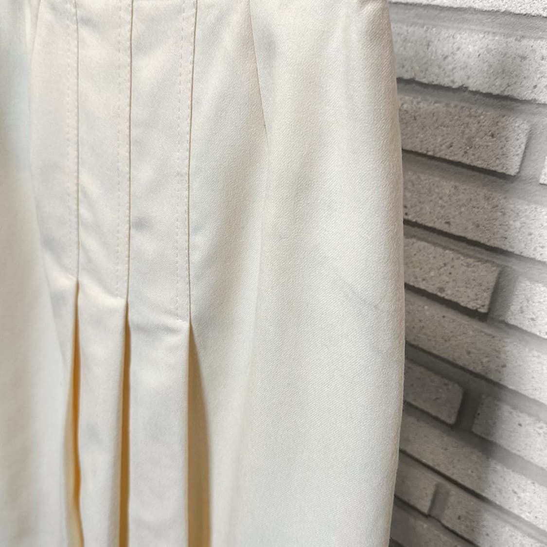 JPN VINTAGE 롱 울 스커트 앞면 핀턱 플리츠 디테일 연노랑 상품이미지7