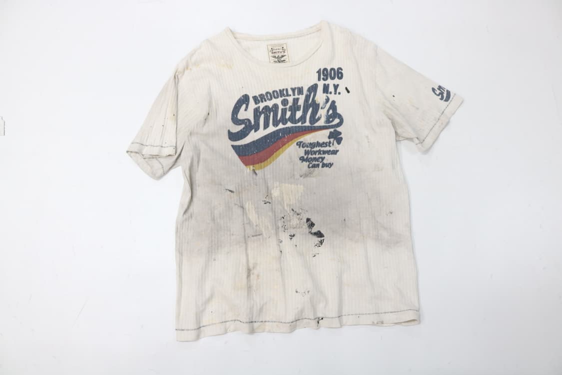 스미스아메리칸 빈티지 데미지 페인팅 와플 티셔츠 (LL) 상품이미지2