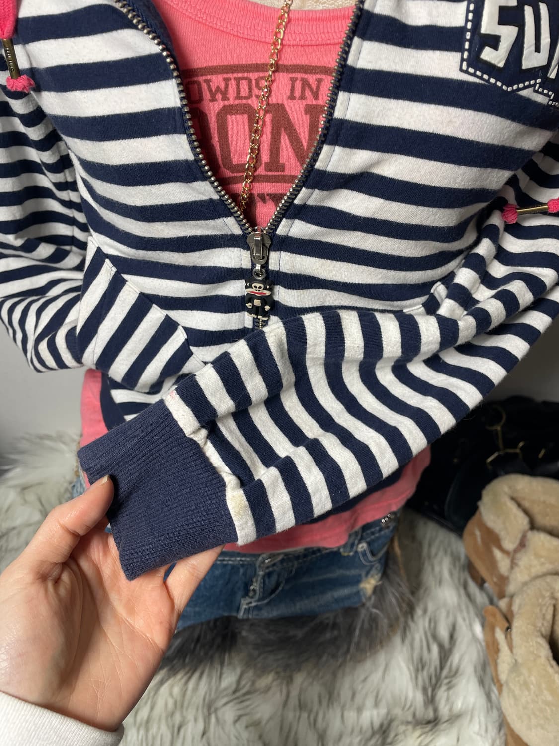 빈티지 줄리어스 폴프랭크 스트라이프 후드집업 상품이미지5