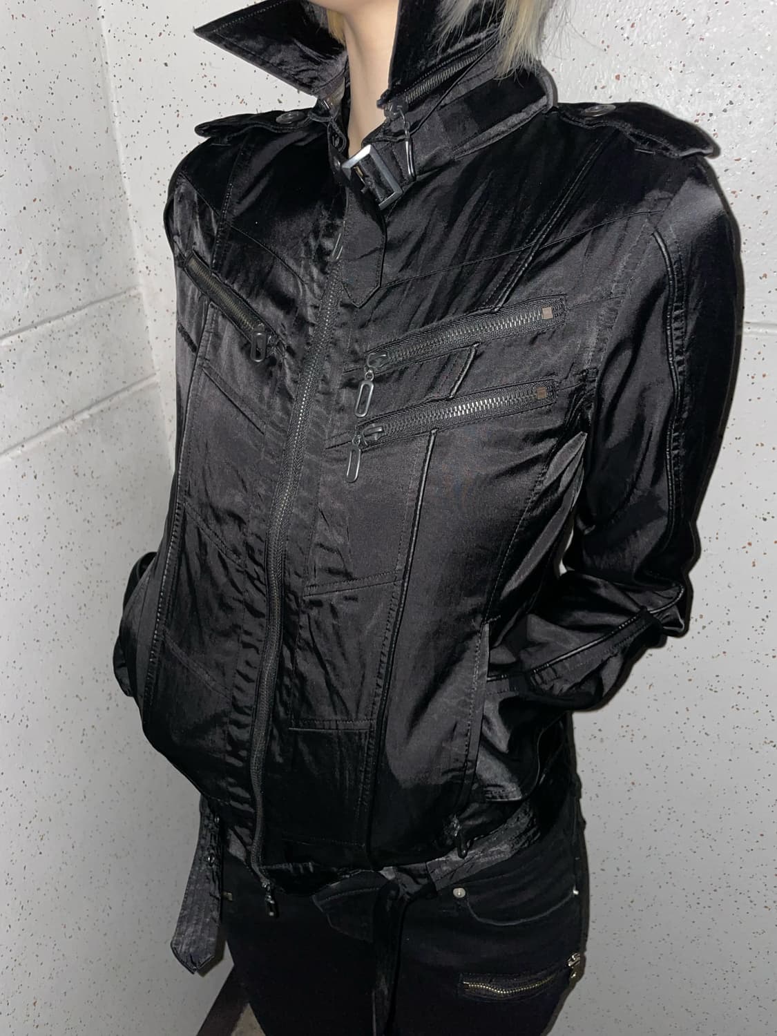 착샷o 바이커벨티드집업자켓 일본빈티지락시크펑크고스고딕버커루00s핀터나나깔 상품이미지6