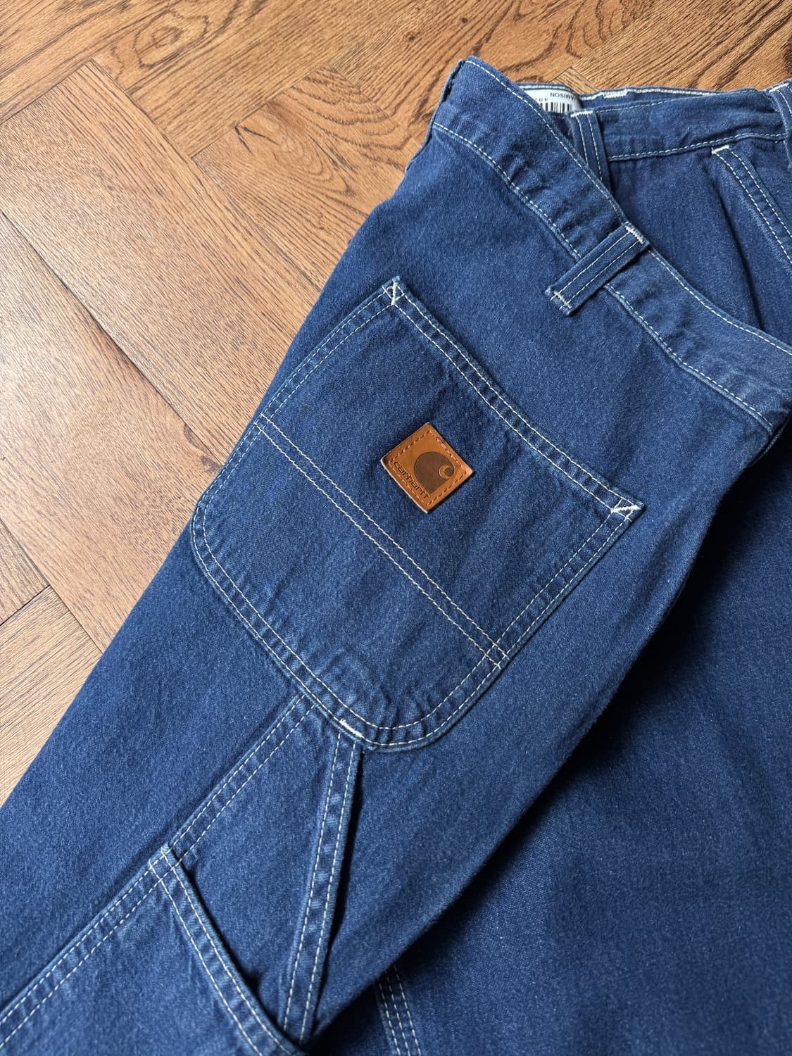 [36]칼하트 USA 싱글 디스트로이드 다크블루 싱글니 워크 데님 팬츠 상품이미지4