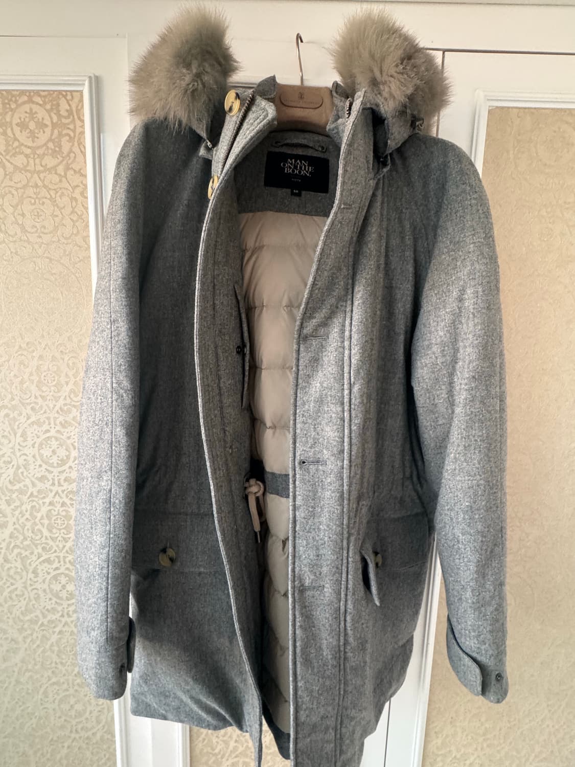 맨온더분 폭스퍼 울 구스다운 패딩 / 그레이 / 50 상품이미지5