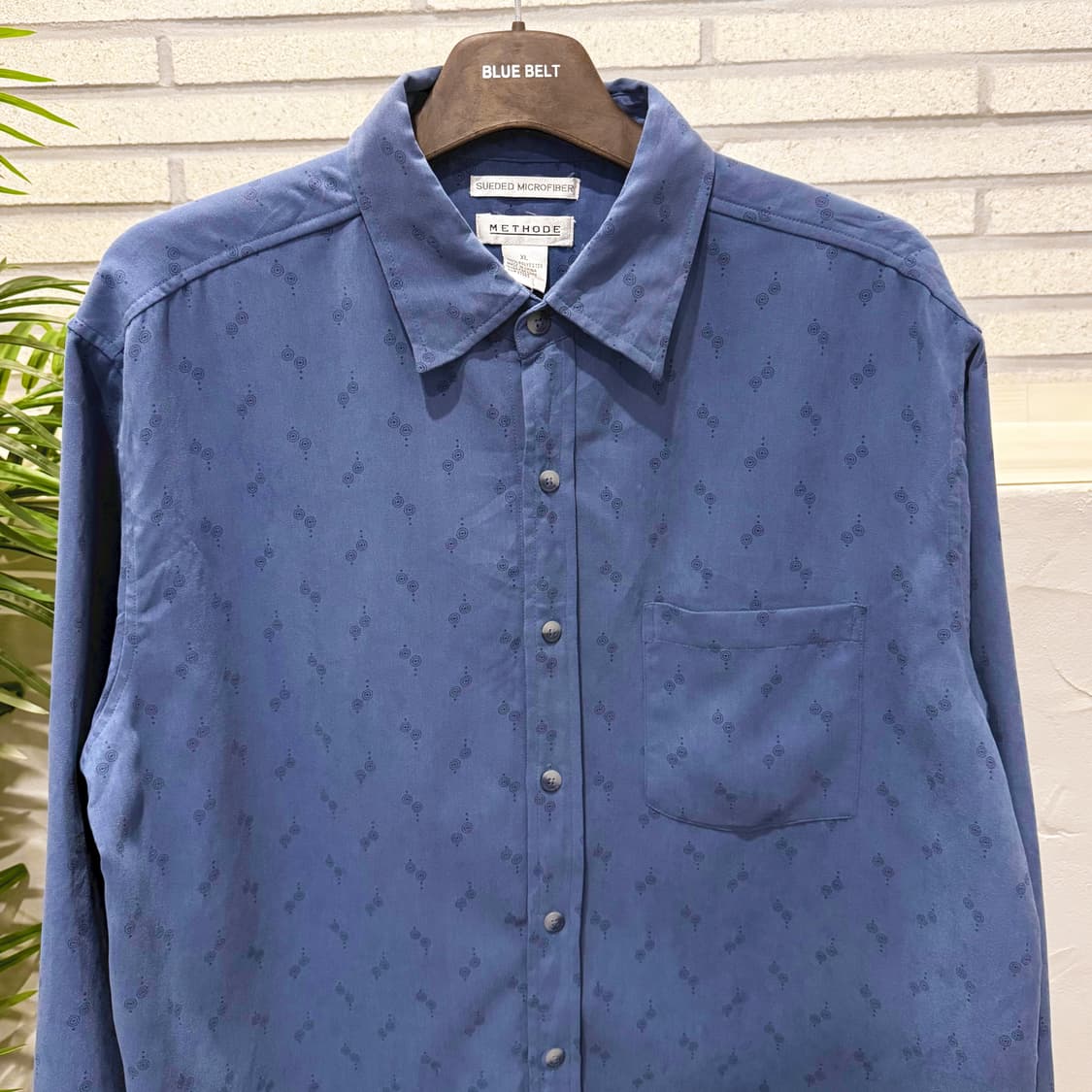 METHODE 메소드 도트서클 스웨이드 셔츠 유니크 패턴 디테일 블루 상품이미지4