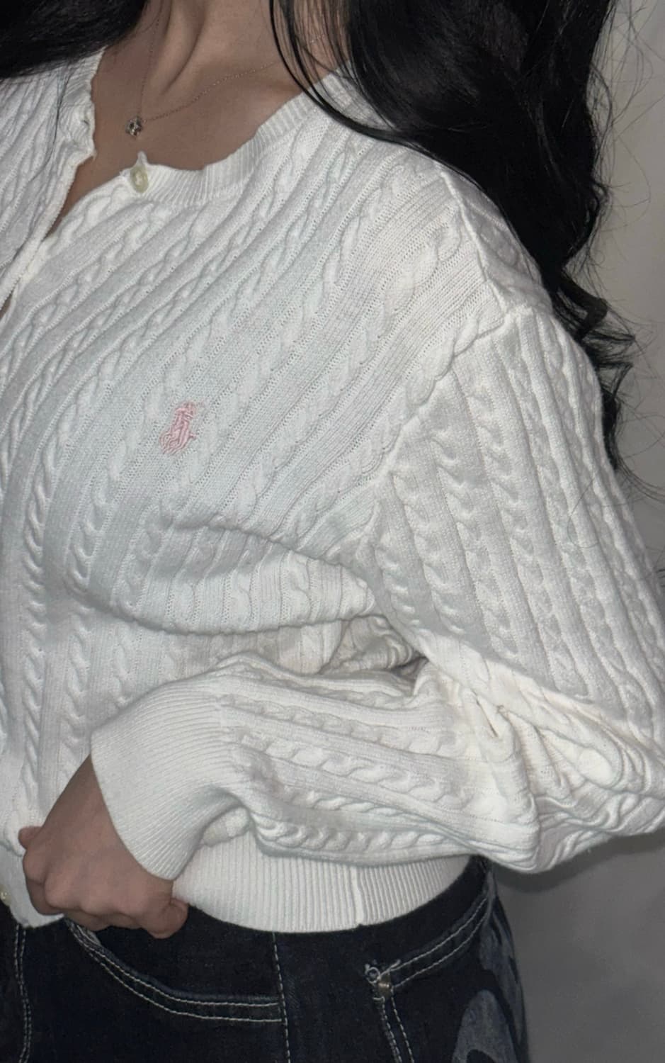 🐰폴로 랄프로렌 화이트 베이비 핑크 포니 여리 가디건🪽 상품이미지4
