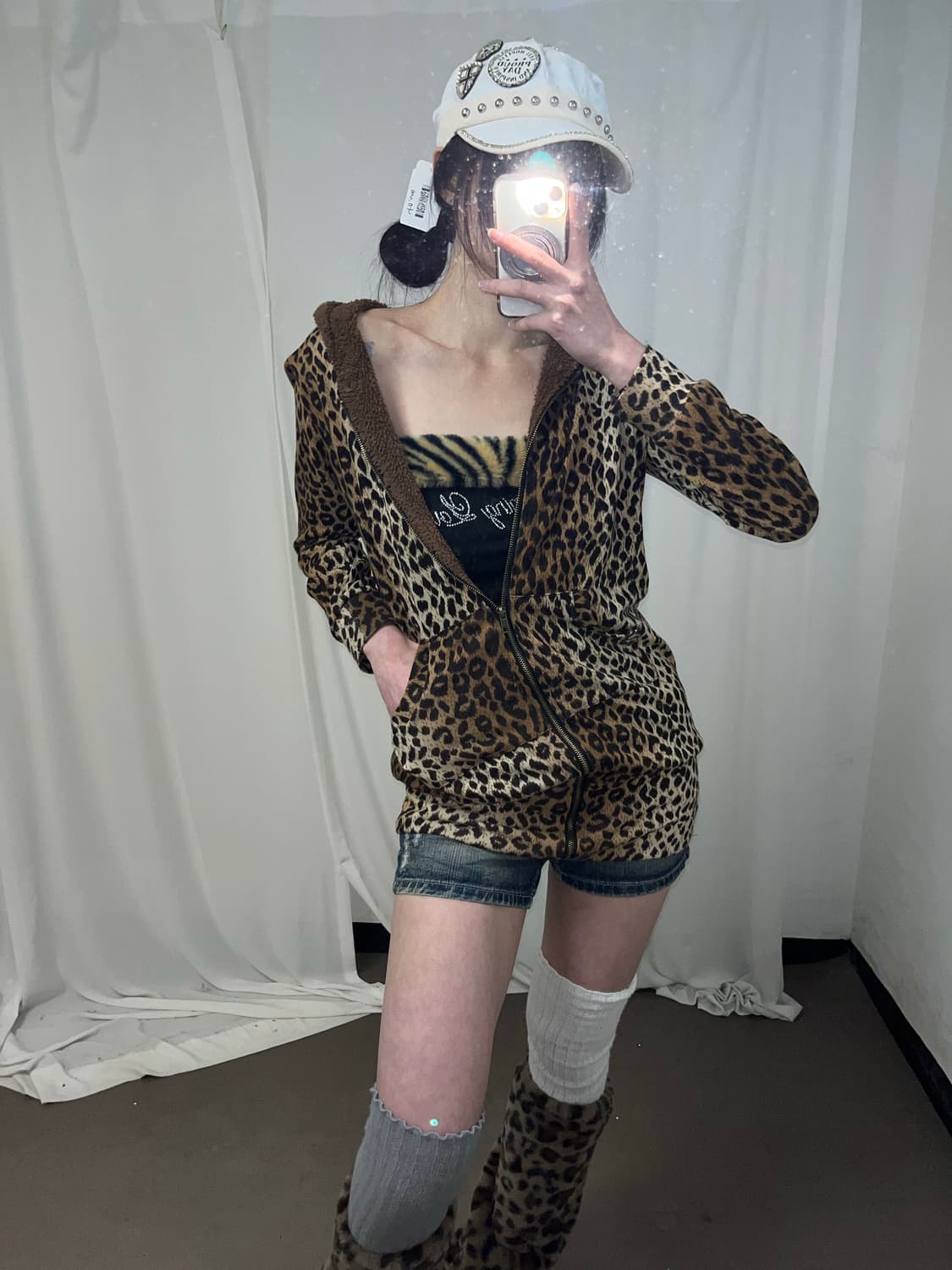 갸루st 레오파드 후드집업 상품이미지5